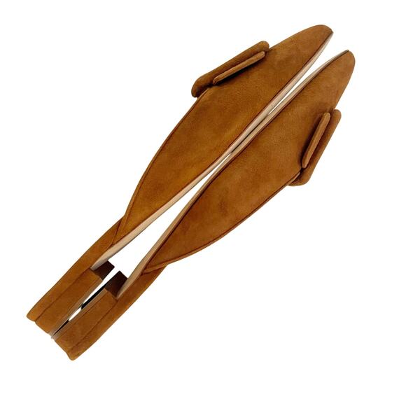 Manolo Blahnik Maysale Camel Suede Buckle Pointed Toe Flat Slide Mules IT 40 - Picture 4 of 11